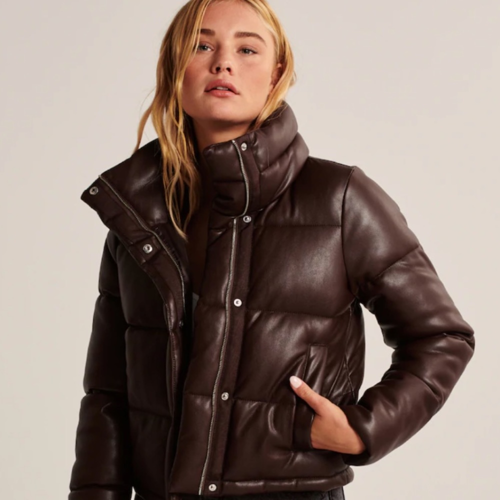 Dark Brown Abercrombie Vegan Leather Jacket Women